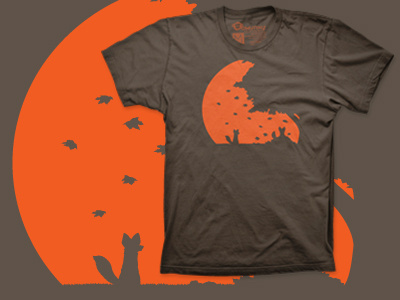 OMUNKY's Fox in Fall Shirt Design brown eco fox illustrator omunky orange