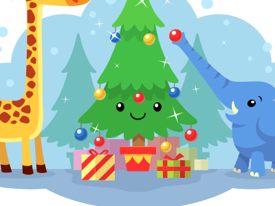 Christmas Card snap animals character design christmas festive holidays illustration tree