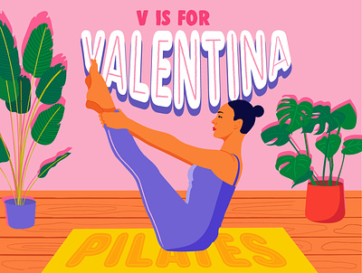 Valentina Pilates illustration pilates typography