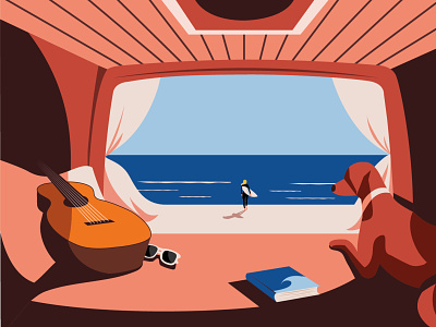 Surf Life camper van digital illustration editorial illustration illustration surf vector