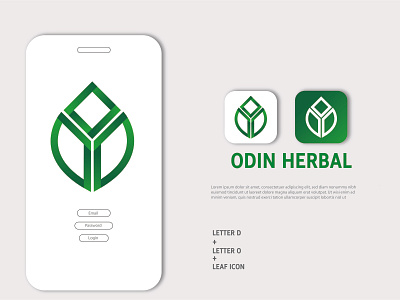 ODIN HERBAL feel green flat design green shades hand drawn herbalist homepage letter d letter o logo mission minimalism nature lover not used one day logo originality professional design