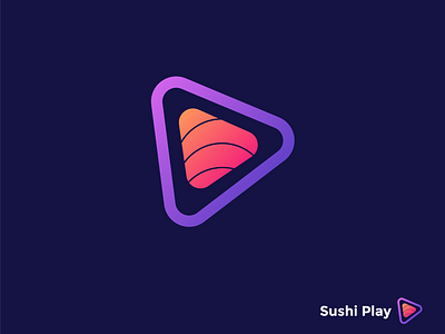 Sushi Play abstract app icon brand colorful corporate e commerce entrepreneur eye catching flat logo minimal mobile app modern nusrathrahman play icon playful smart sushi sushi roll symbol