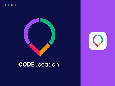Code Location app area brand branding business code coder coding graphics icon location logo logos map mapsite minimal pin program programming