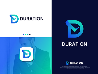 Duration app business clock color d duration flat icon letter d logo logos minimalist new project original pro sale time timer watch website