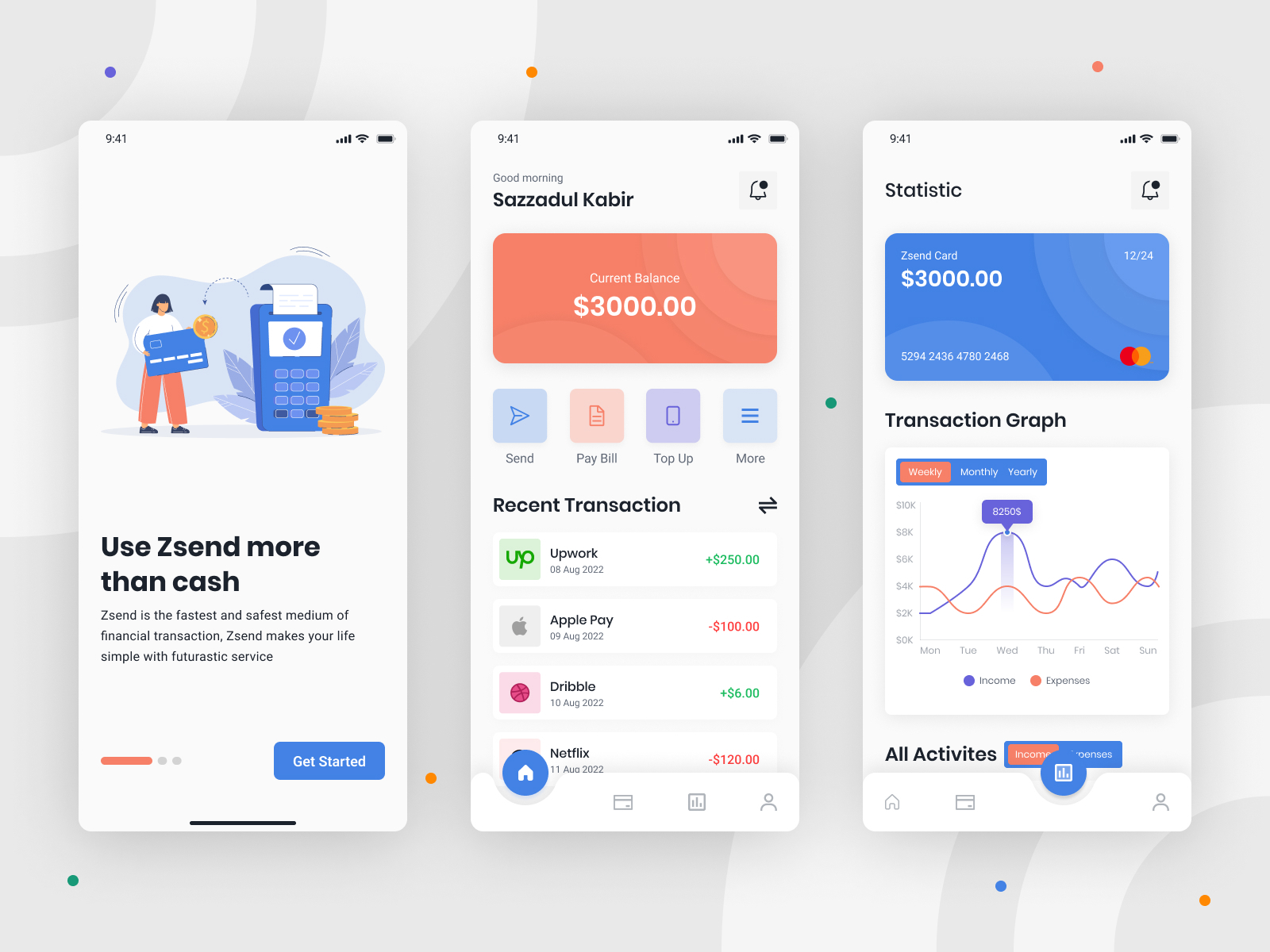 Finance app exploration by Sazzadul Kabir on Dribbble