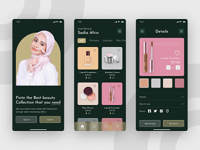 Cosmetic online shop app design exploration app design beauty cosmetic dashboard design figma makeup mobile app ui ui ux ui design uidesign uii uiux ux women