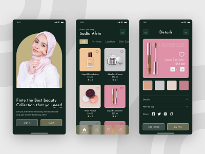 Cosmetic online shop app design exploration