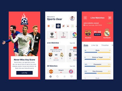 Sports live score checker app design exploration