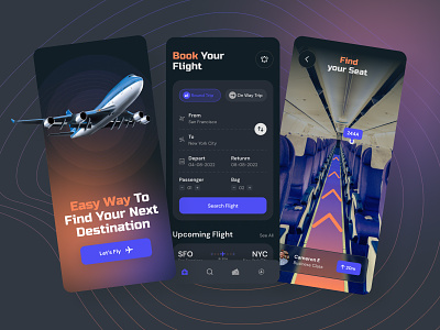 Flight booking and flight seat finder app design concept