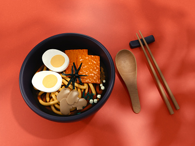 Udon 3d art 3d food 3d lighting 3d lowpoly 3d modeling 3d render c4d cgi cinema4d food noodle udon