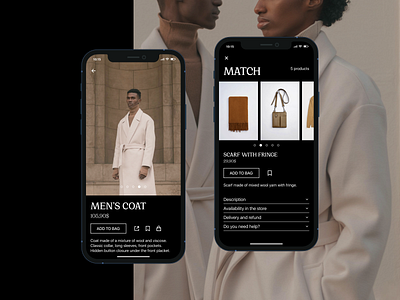 Fashion Store — Concept Mobile App app dark app dark theme dark ui e comerce e commerce app e commerce design fashion app ios app minimalism shop typography