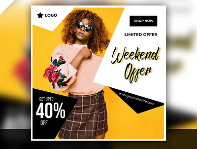 Instagram post template for weekend offer brand branding creative design facebook post fashion fashion post instagram post instagram template logo mockup post social media post template