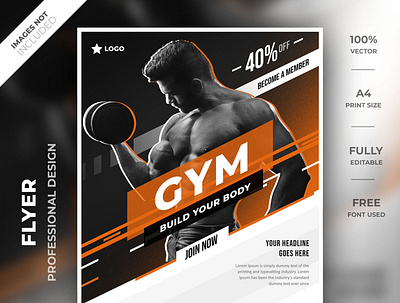 Gym flyer a4 brand creative flyer fashion fashion flyer flyer flyer design flyer psd flyer template high resolution identity modern sale smart object