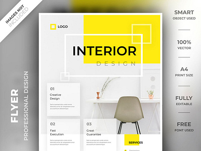 Interior design flyer template