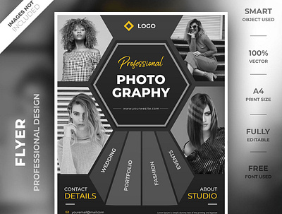 Photography flyer template design a4 brand creative flyer flyer flyer design flyer psd flyer template high resolution identity modern photography photography flyer smart object