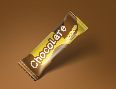 Chocolate bar wrapper mockup design bar brand high resolution identity mockup smart object wafer wrapper mockup