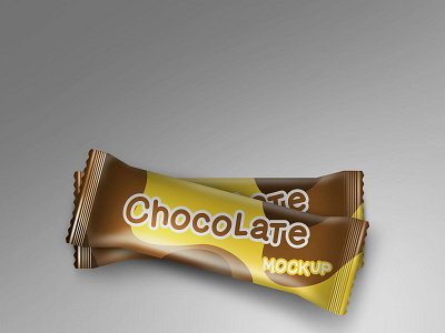 Chocolate bar wrapper mockup for packaging bar brand high resolution identity mockup modern smart object wafer wrapper mockup