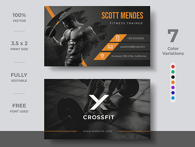 Gym Business Card brand branding business card business card creative business card design business card template design gym identity modern template visiting card