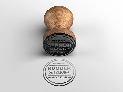 Wooden stamp logo mockup