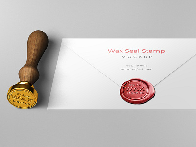 Wax seal stamp envelope mockup