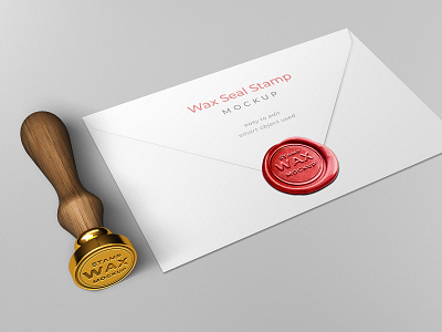 Wax seal stamp envelope mockup template