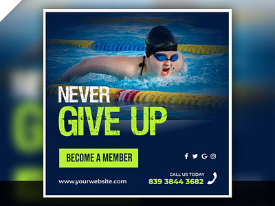 Swimming Post Design become a member design instagram post post social media post