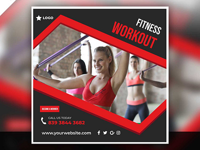 Fitness Workout Post Design become a member design fitness instagram post logo social media post