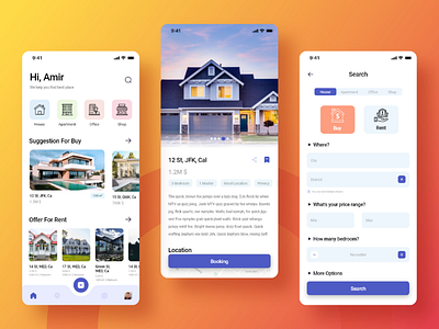 Search screen for a real estate app