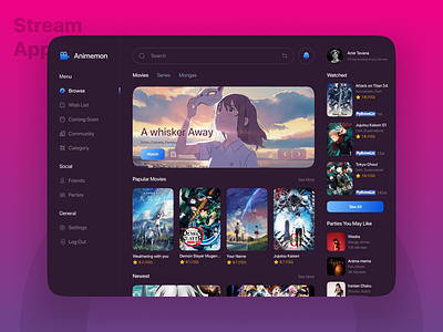 Video Stream App - UI Design