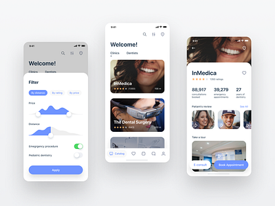 Find dentist app concept app concept book appointment catalog clinic dental clinic dentistry details doctor figma filter find dentist healthcare hospital ios medical mobile payment stomatology ui ux