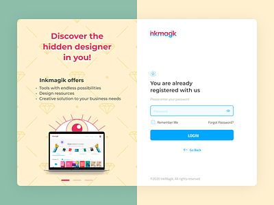 Inkmagik-Login Page design graphic design graphic design tool illustration login page product design template design