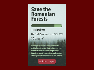 Daily UI 32 - Crowdfunding Campaign app branding crowdfunding crowdfunding campaign daily 100 challenge dailychallenge dailyui day32 design forest romania ui uid uidesign ux