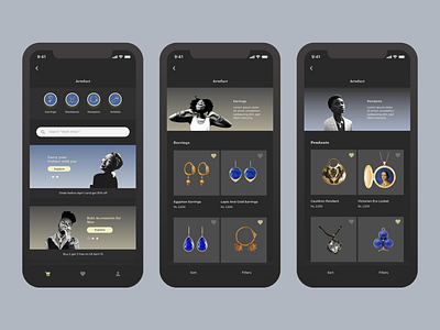 Jewelry Store iOS App blue dark mode dark theme dark ui ecommerce ios app design iphonex shop ui uidesign