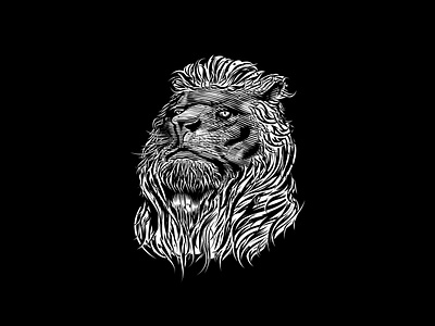 Lion Kng art bw digital illustration digitalart engraving illustraion lion vector