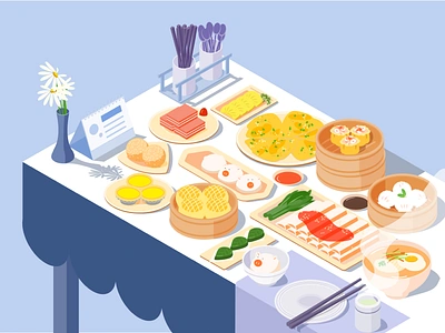 Breakfast Dim sum illustration