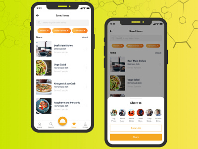 Food saved items screen app design design food app food screen items screen saved items screen saved screen ui