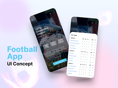 Football App UI Concept app application applicationdesign football app mobile app modern design top design trending ui trending ux ui uidesign userexperience userinterface ux design web