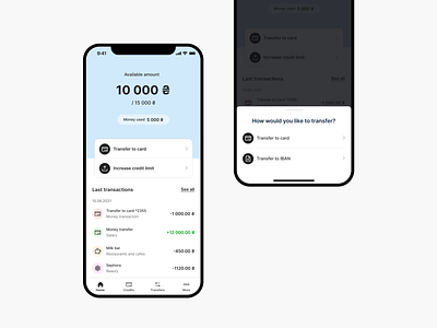 Banking app with credit line application banking app fintech interface product design ui ux