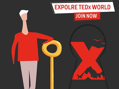 MY TEDx Artwork explore illustraion join now key long neck man new world simple socialmedia tedx