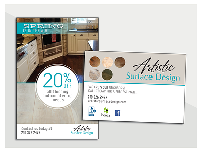 Artistic Surface Design Postcard branding design direct mail sale promotion spring