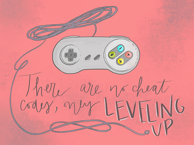 Leveling Up controller handlettering illustration level up oldschool procreate