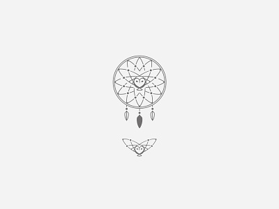 Dreamcatcher logo boho brand identity decor line logo owl