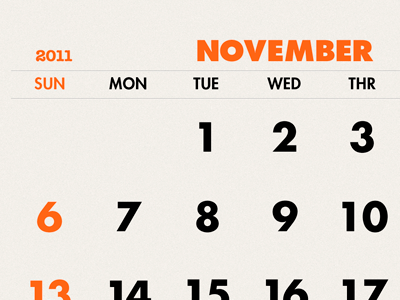 November black calendar futura extra bold futura heavy november orange