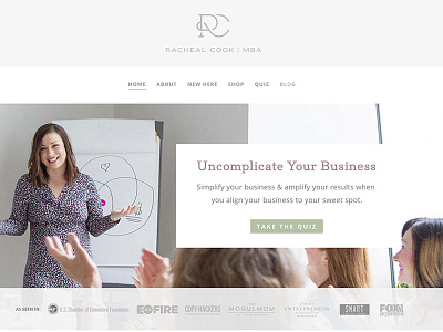 Racheal Cook MBA minimal webdesign