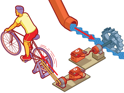 Isometric Generator battery bicycle branding editorial illustration illustration illustrator isometric technology vector