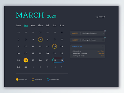 Calendar. Daily Ui Challenge. Day 038