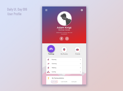 User profile. Daily UI (day 006) daily 100 challenge daily ui daily ui 006 design ui webdesign