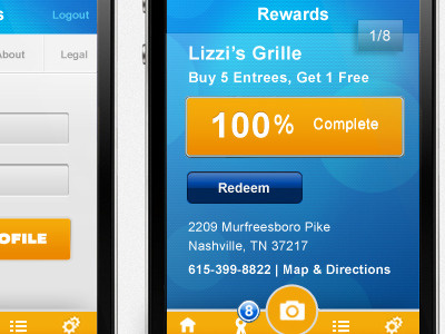 Telugo iphone app app design iphone legal profile redeem rewards screen settings