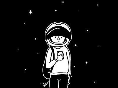 Sometimes I feel like a spacewalker artwork astronaut black character drawing illustration space