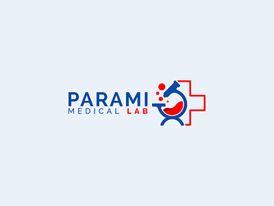 Parami blue branding design illustration lab logo medical red vector work